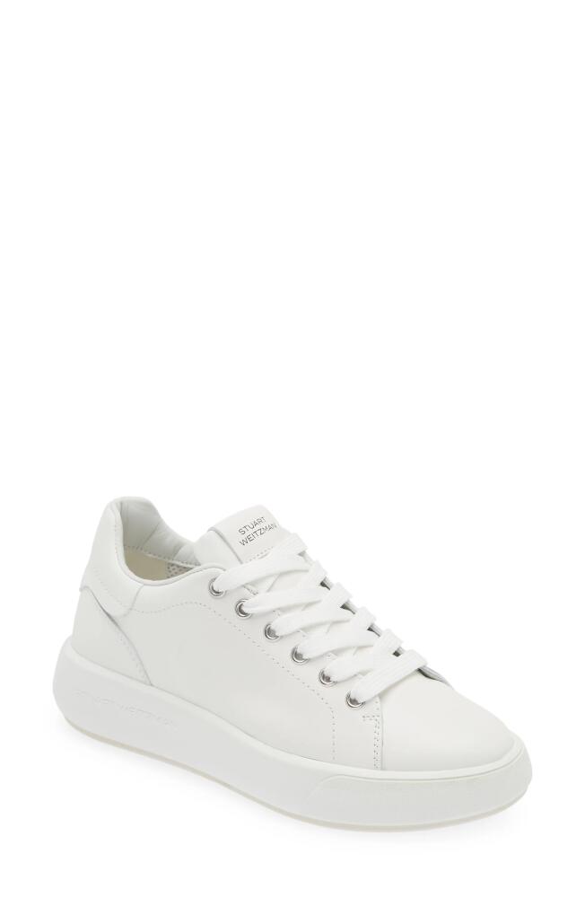 Stuart Weitzman Pro Sleek Sneaker in White Calf Leather Cover