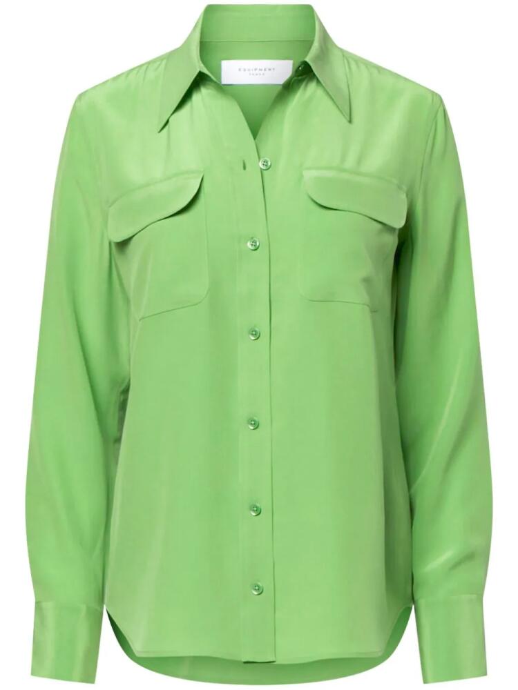 Equipment Slim Signature silk shirt - Green Cover