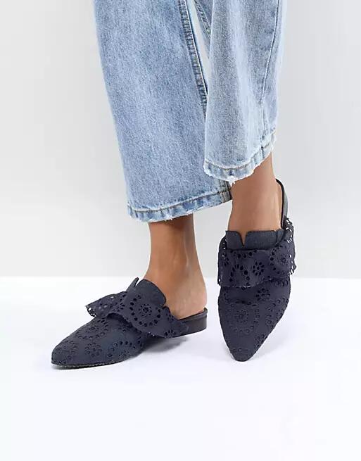 Free People Eyelet Slip On Sienna Loafer-Black Cover