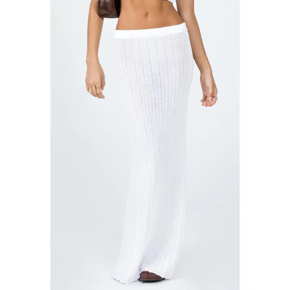 Princess Polly Belle Semisheer Knit Maxi Skirt in White Cover