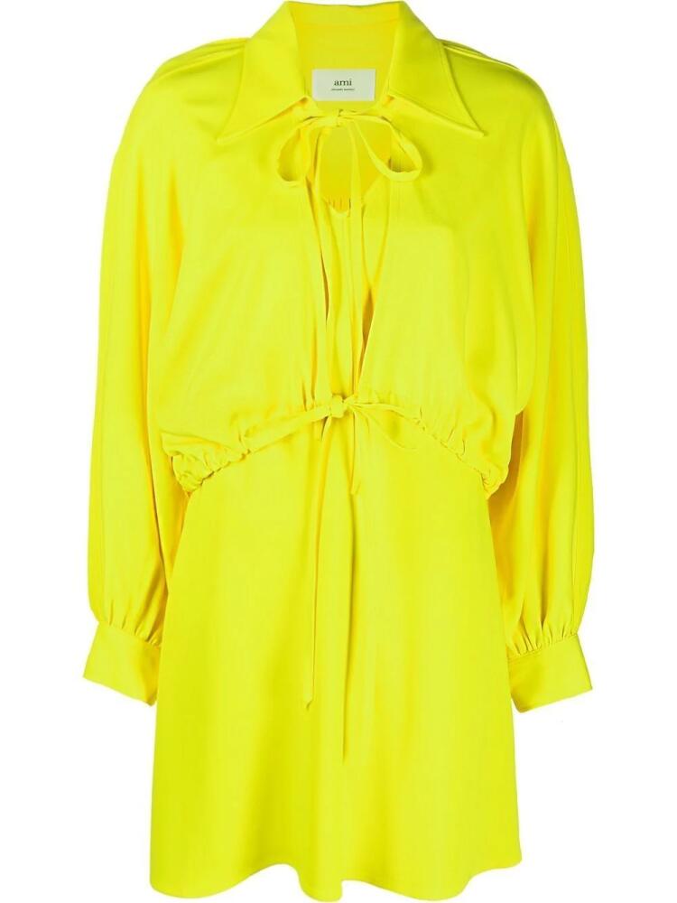 AMI Paris tie-fastening mini dress - Yellow Cover