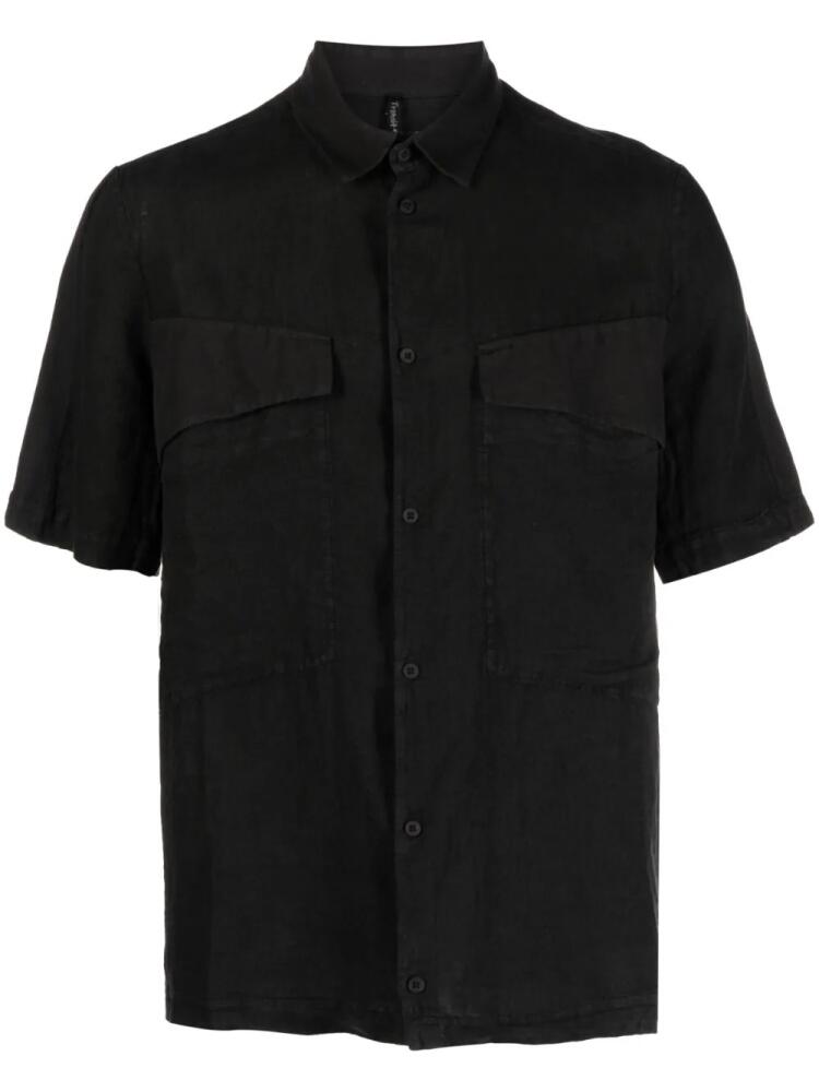 Transit short-sleeve linen-cotton shirt - Black Cover