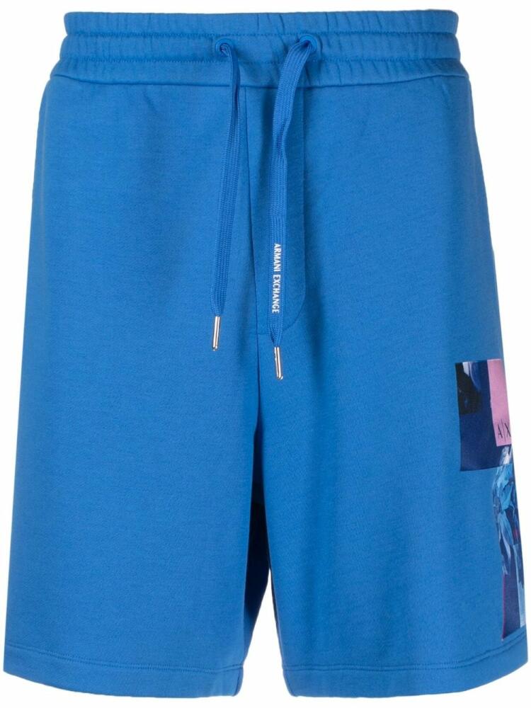 Armani Exchange logo-print drawstring shorts - Blue Cover