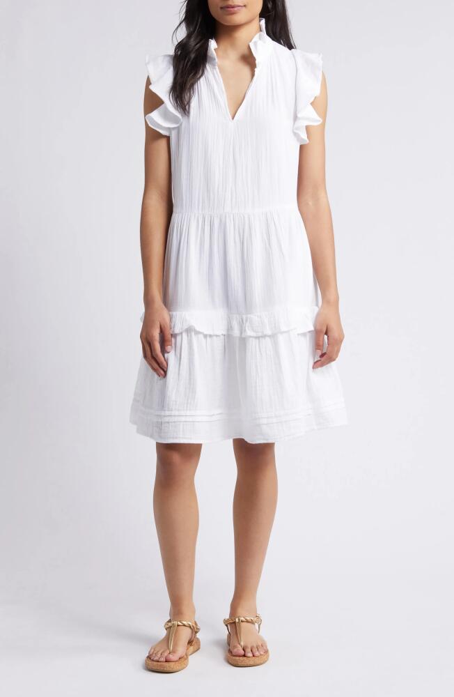 caslon(r) Ruffle Duo Cotton Gauze Dress in White Cover