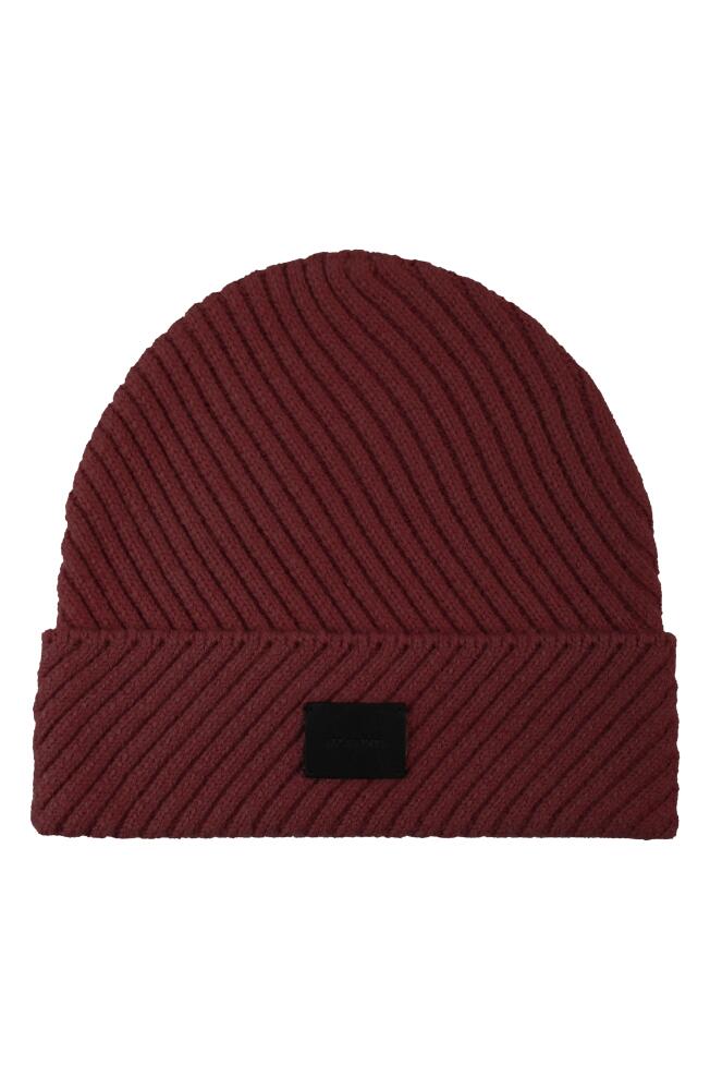 AllSaints Traveling Rib Peak Beanie in Amarone Red Cover