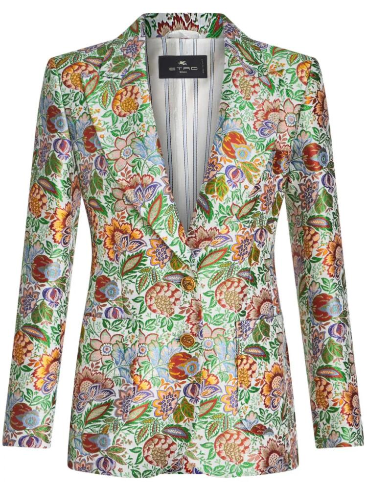 ETRO floral-jacquard single-breasted blazer - White Cover