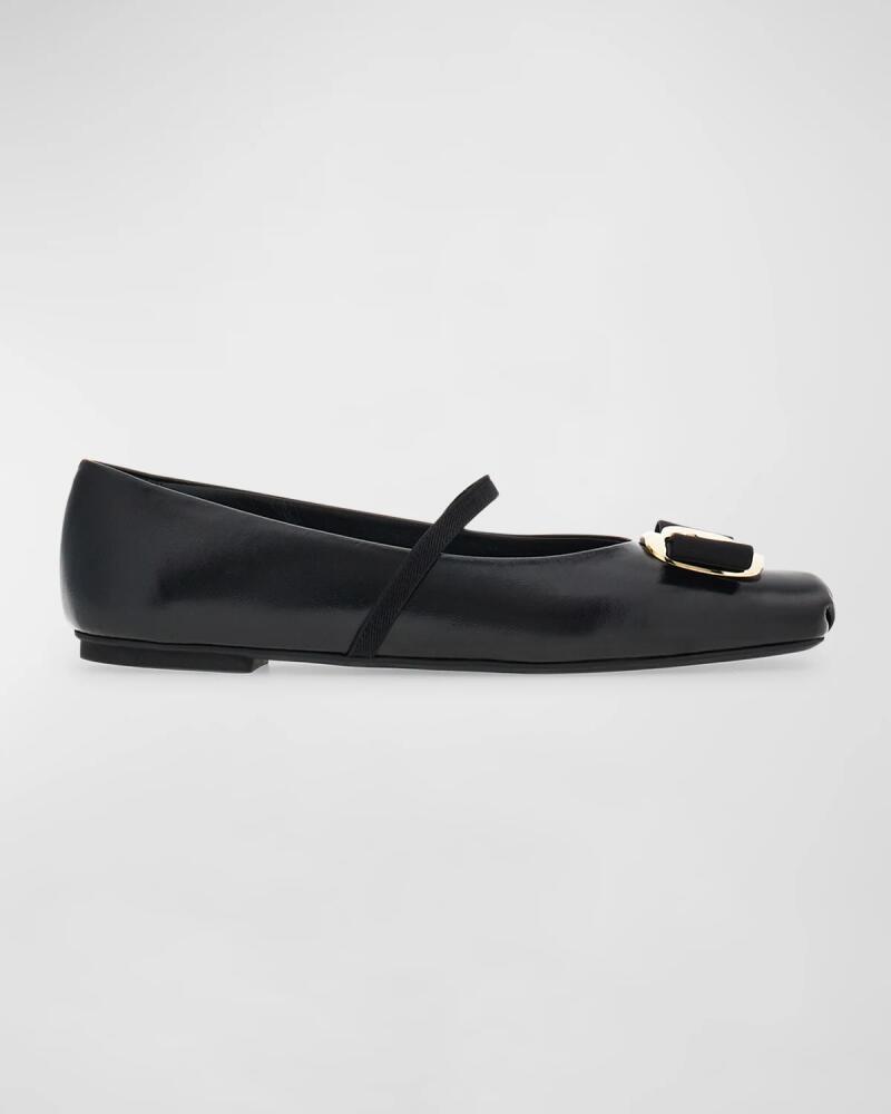 Ferragamo Zina Leather Bow Mary Jane Ballerina Flats Cover