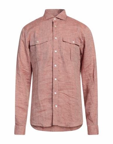 Hackett Man Shirt Rust Linen Cover