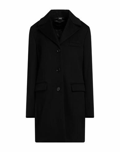 Aspesi Woman Coat Black Virgin Wool, Cashmere Cover