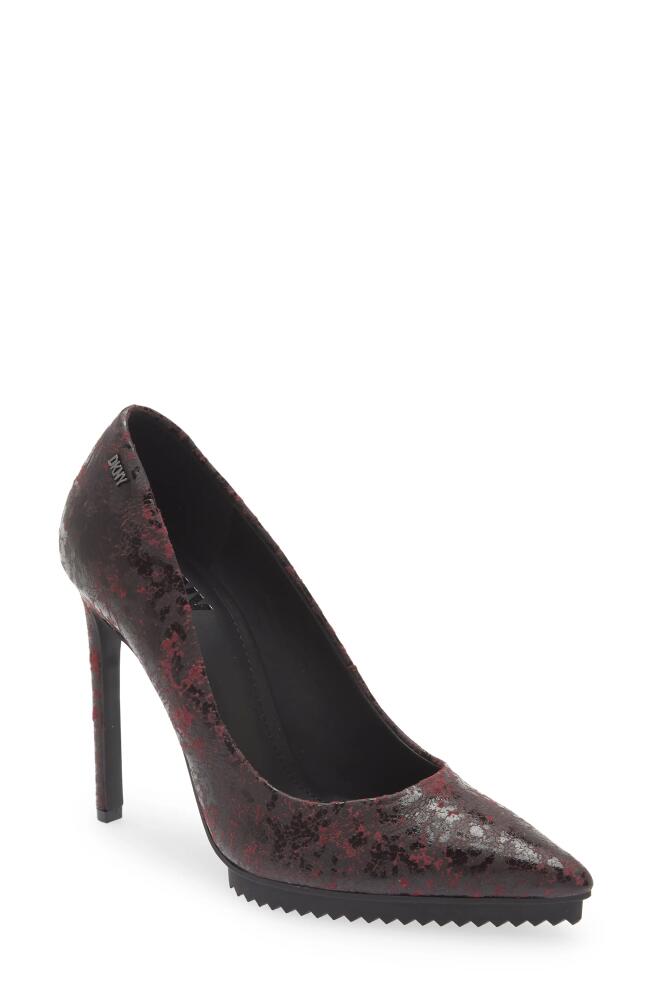 DKNY Carisa Pointed Toe Pump in Bordeaux Cracked Leather Cover