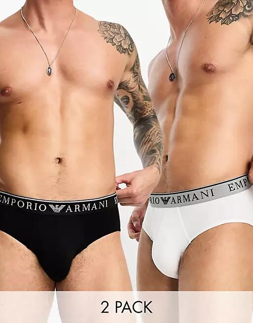 Emporio Armani Bodywear 2 pack briefs in black and white-Multi Cover