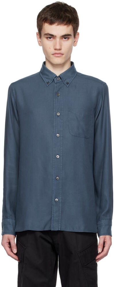 TOM FORD Blue Slim-Fit Shirt Cover