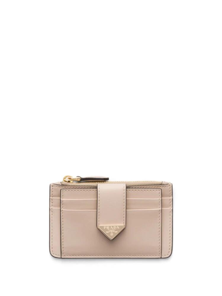 Prada triangle-logo leather cardholder - Neutrals Cover