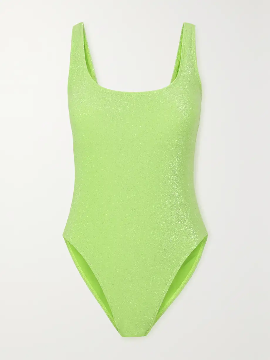 GOOD AMERICAN - Sparkle Modern Metallic Neon Swimsuit - Green Cover