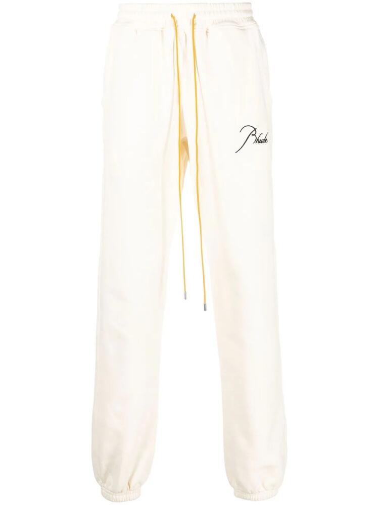 RHUDE logo-embroidered drawstring track pants - White Cover