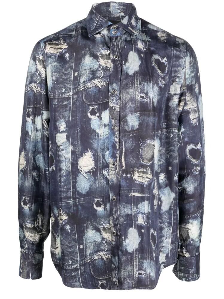 John Richmond printed long-sleeve shirt - Blue Cover