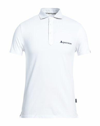 Aquascutum Man Polo shirt Off white Cotton, Elastane Cover