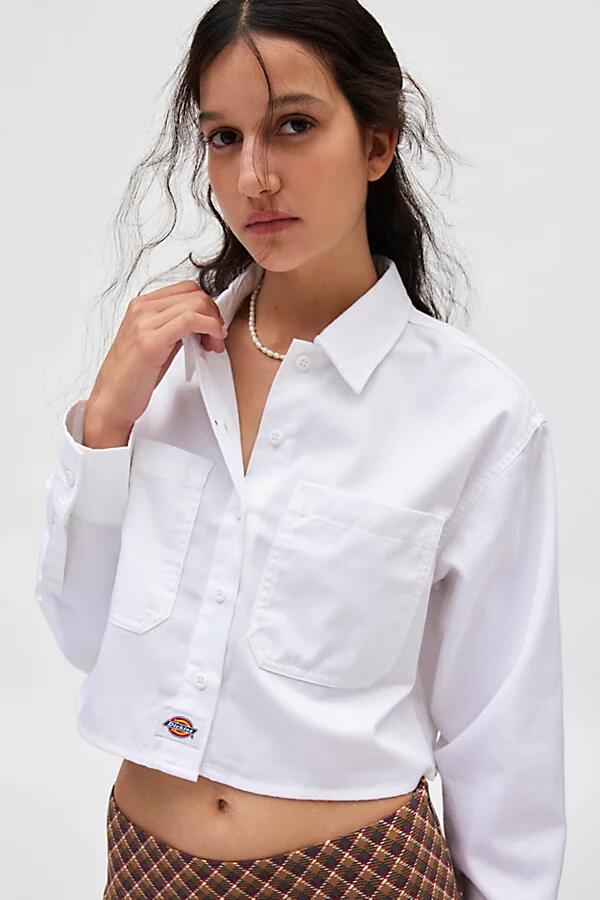 Dickies Culpeper Long Sleeve Cropped Shirt in White Cover