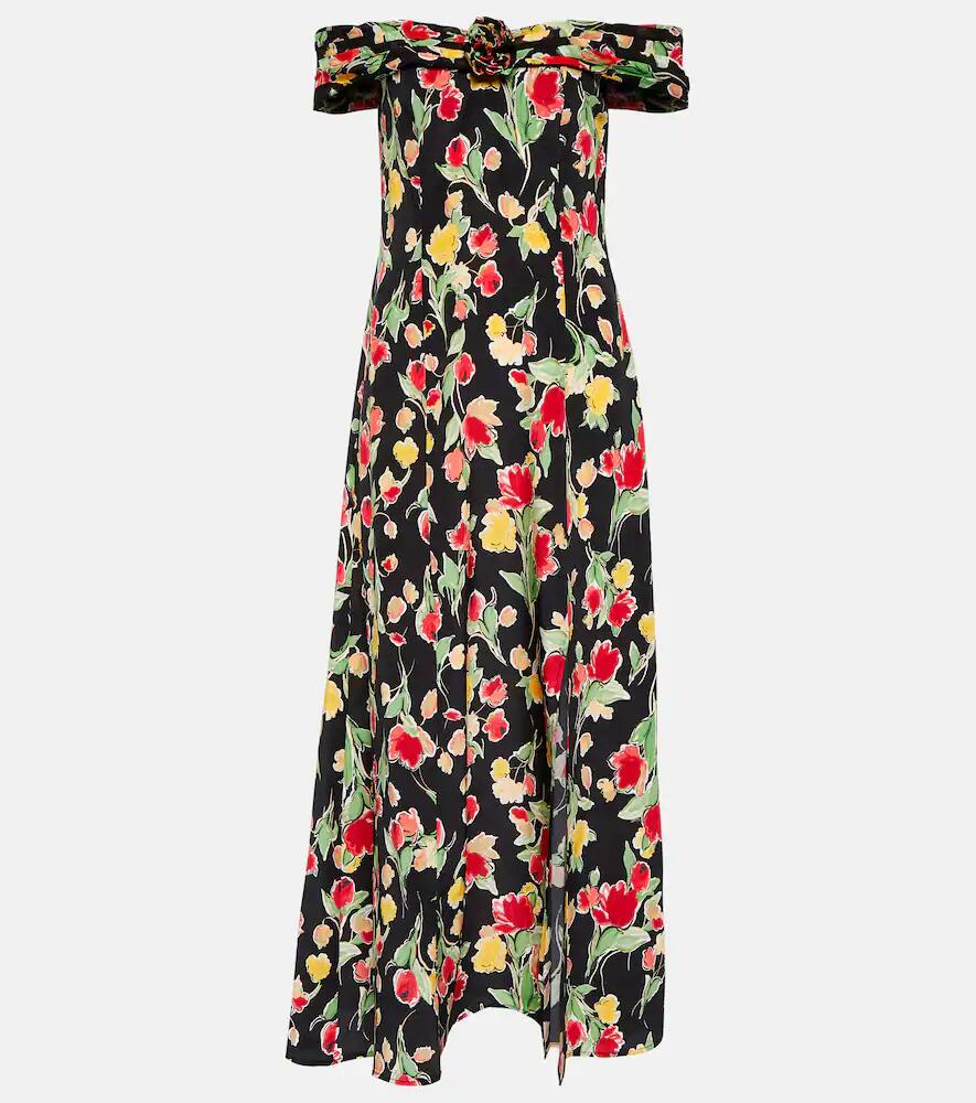 Rixo Freya floral silk midi dress Cover