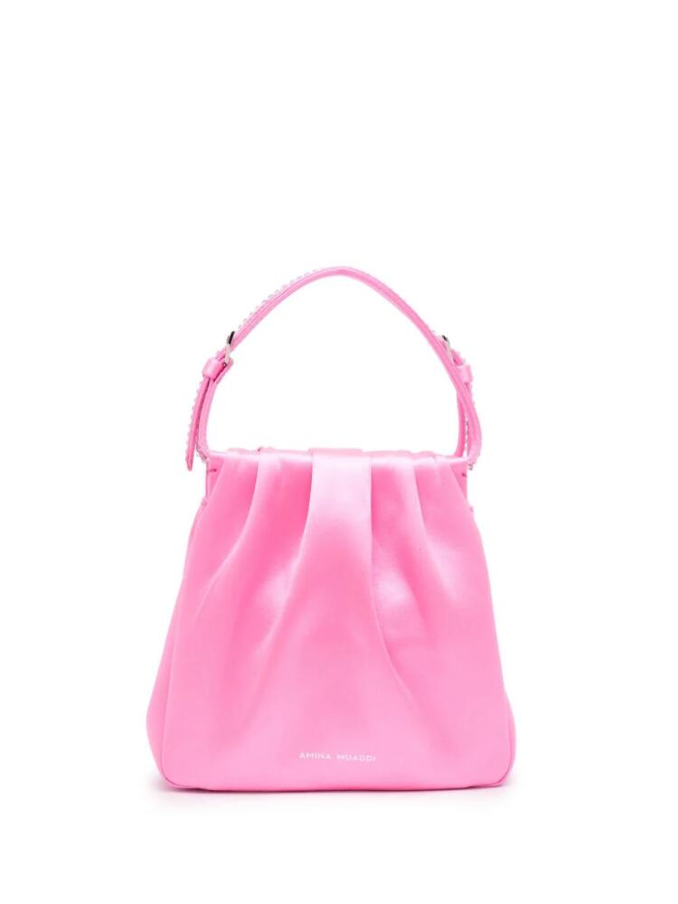 Amina Muaddi Vittoria satin tote bag - Pink Cover