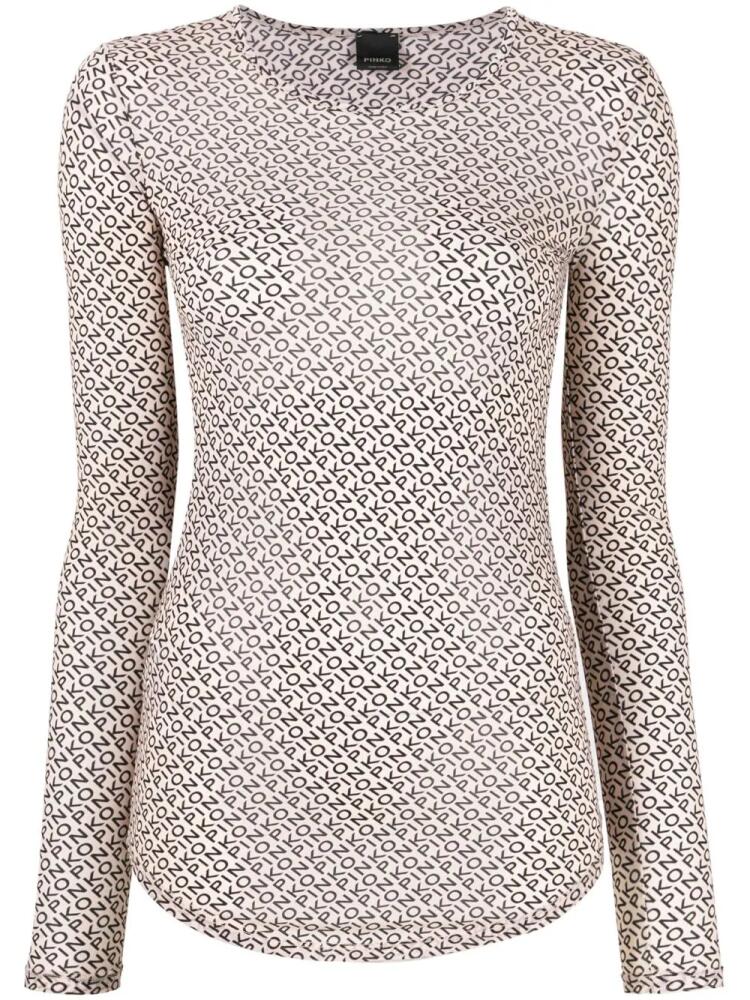 PINKO logo-print semi-sheer sweatshirt - Neutrals Cover