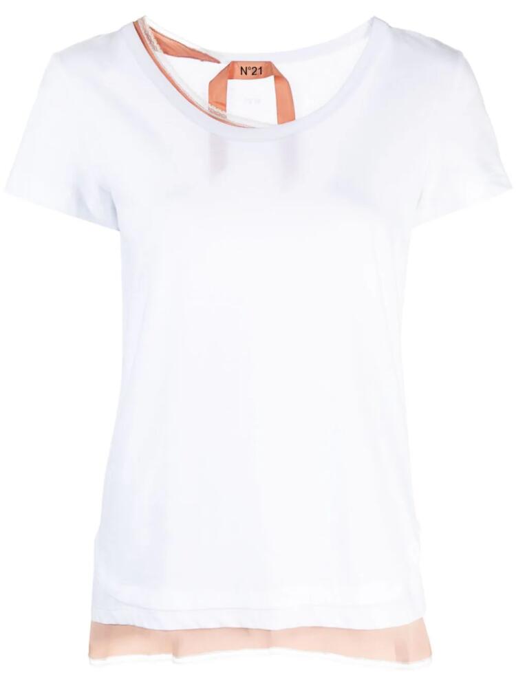 Nº21 layered-design cotton T-shirt - White Cover