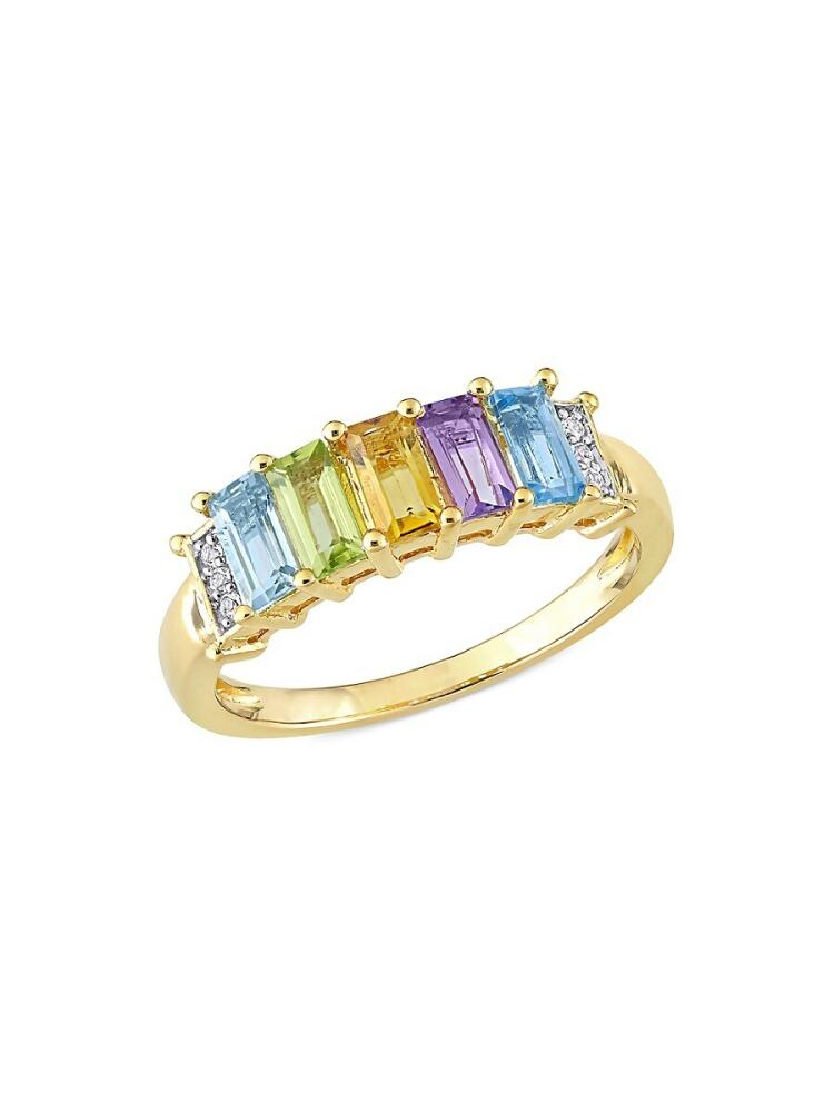 Sonatina Women's Yellow Goldtone Rhodium Plated Sterling Silver & Multi Stone Ring Cover