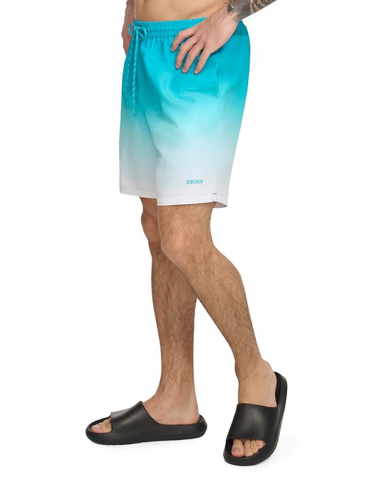 DKNY Men's Ombré Drawstring Swim Shorts - Turquoise Cover