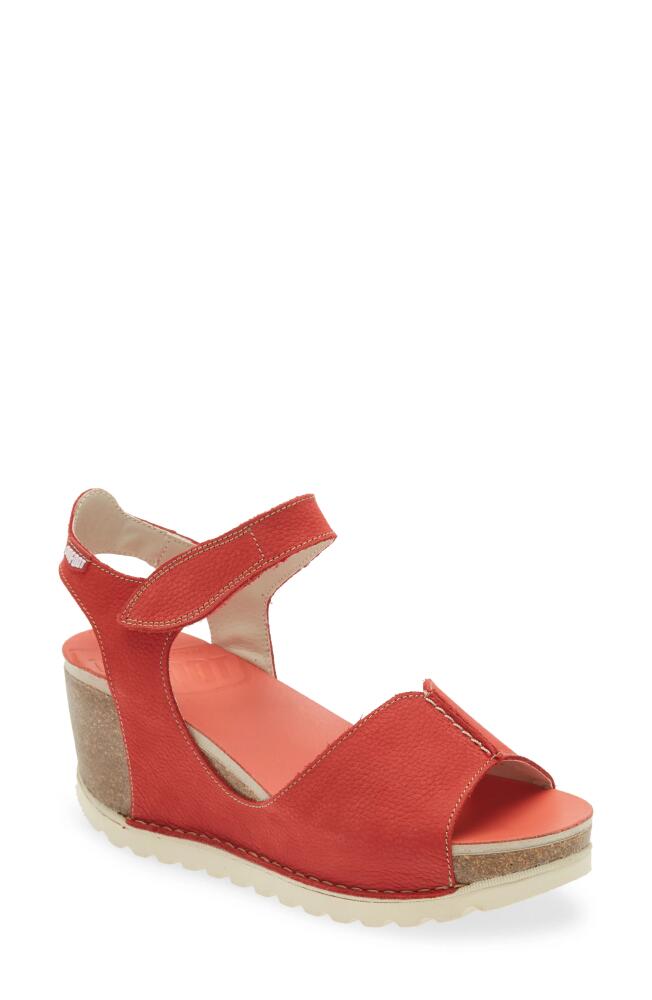 On Foot Leather Wedge Sandal in Red Leather Cover