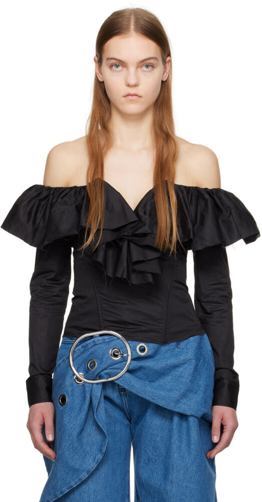 Marques Almeida Black Off-The-Shoulder Blouse Cover