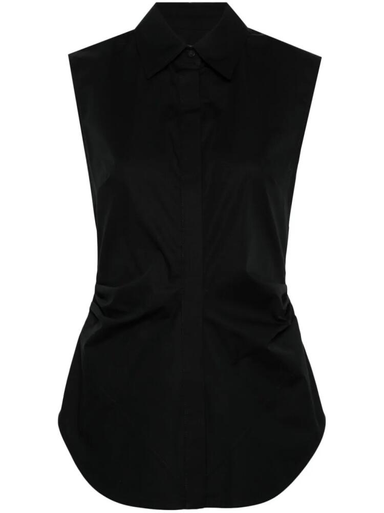 DONDUP ruched-detail poplin shirt - Black Cover