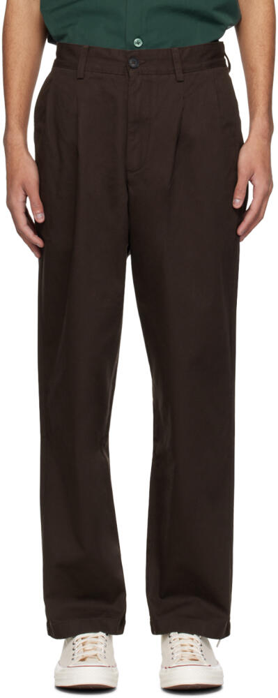 Noah Brown Double-Pleat Trousers Cover