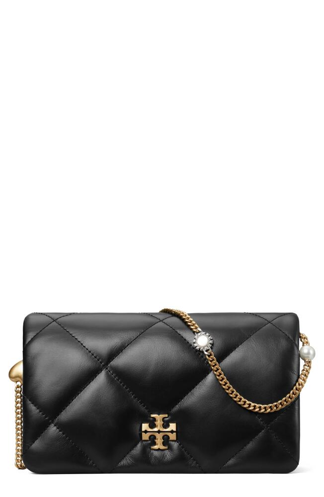 Tory Burch Kira Quilted Leather Wallet on a Chain in Black Cover