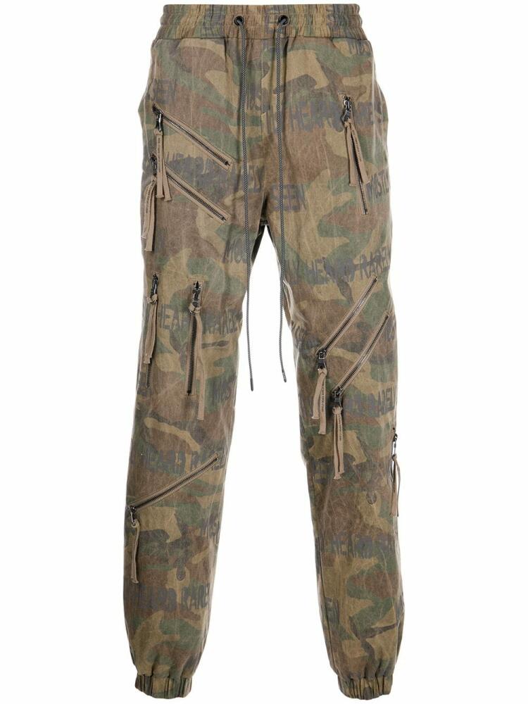 Mostly Heard Rarely Seen camouflage zip-detail trousers - Brown Cover