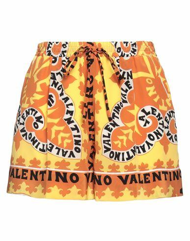 Valentino Garavani Woman Shorts & Bermuda Shorts Yellow Silk Cover