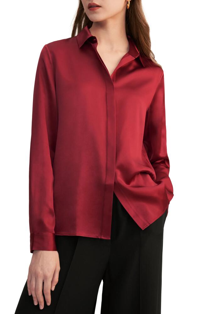 Lilysilk Basic Concealed Placket Silk Shirt in Claret Cover