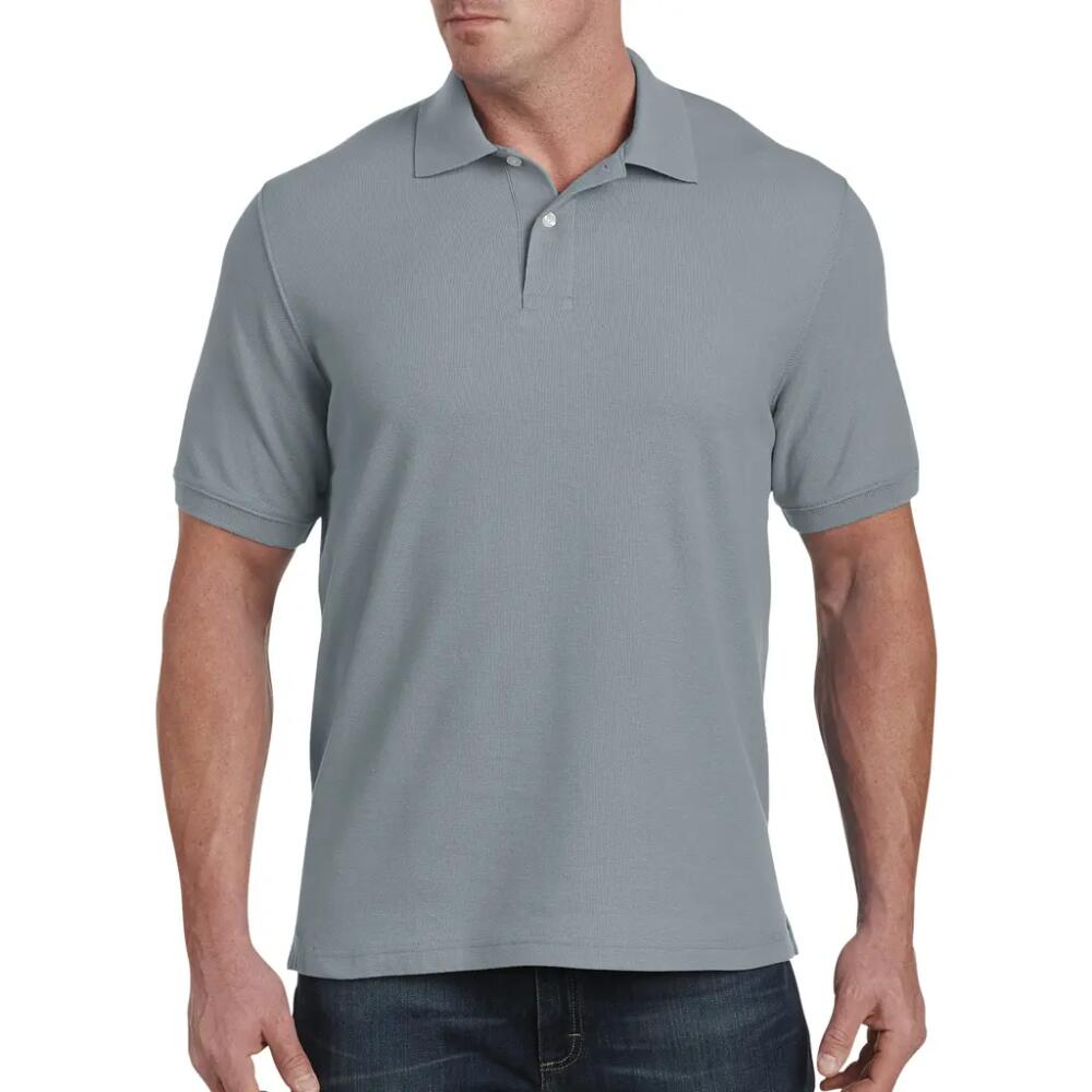 Harbor Bay by DXL Piqué Polo Shirt in Smoked Pearl Heather Cover