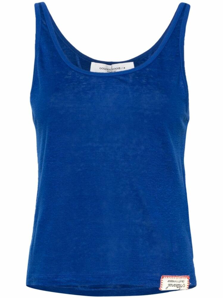 Golden Goose slub-linen tank top - Blue Cover