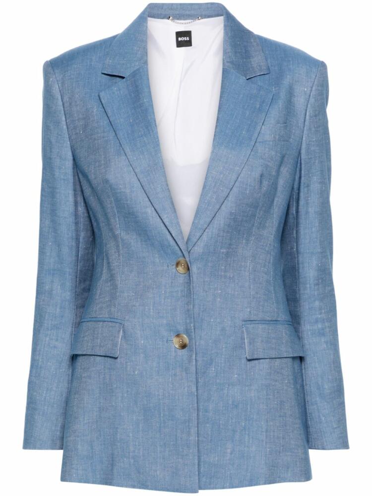 BOSS single-breasted twill blazer - Blue Cover