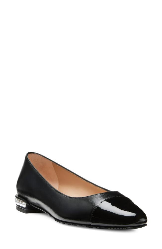 Stuart Weitzman Imitation Pearl Flat in Black Cover