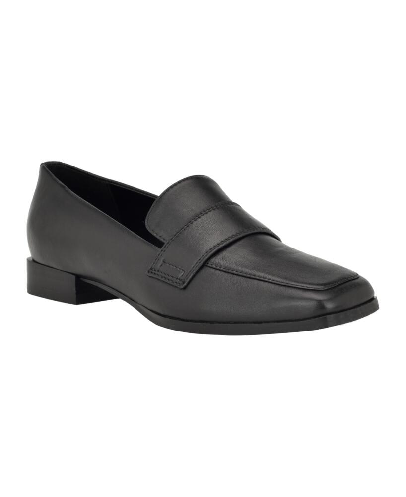 Calvin Klein Women's Tadyn Square Toe Slip-On Casual Loafers - Black Leather Cover