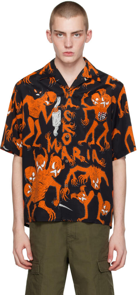 WACKO MARIA Black & Orange Printed Shirt Cover