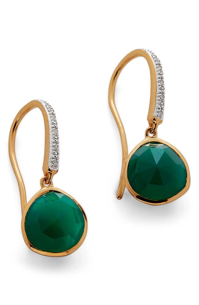 Monica Vinader Siren Small Green Onxy Drop Earrings in Gold Cover