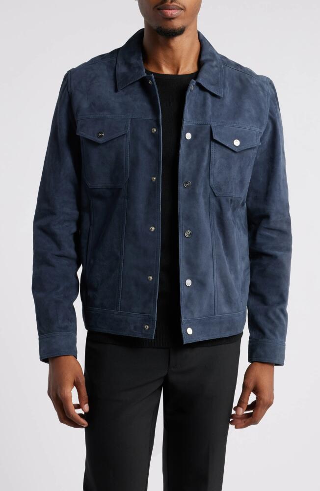 Reiss Nico Suede Trucker Jacket in Airforce Blue Cover