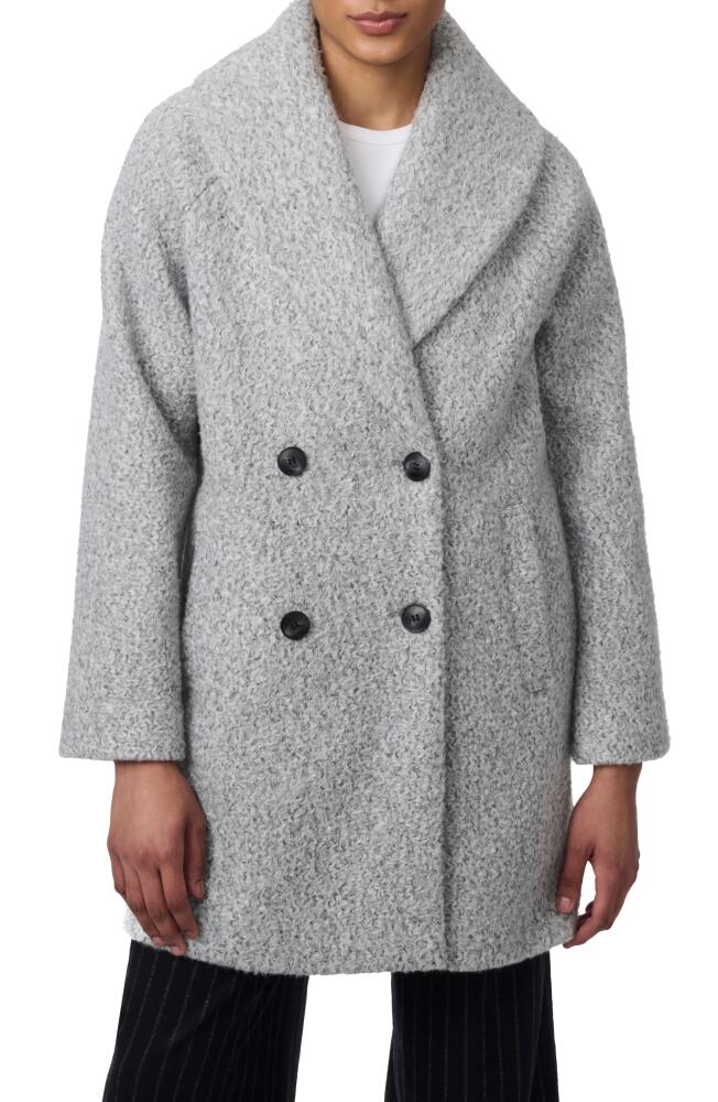 Bernardo Shawl Collar Double Breasted Faux Shearling Coat in Heather Grey Cover