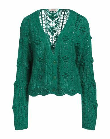 Kontatto Woman Cardigan Emerald green Acrylic, Mohair wool, Polyamide Cover