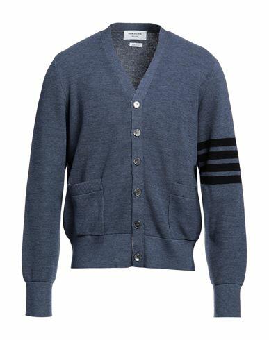 Thom Browne Man Cardigan Slate blue Virgin Wool Cover