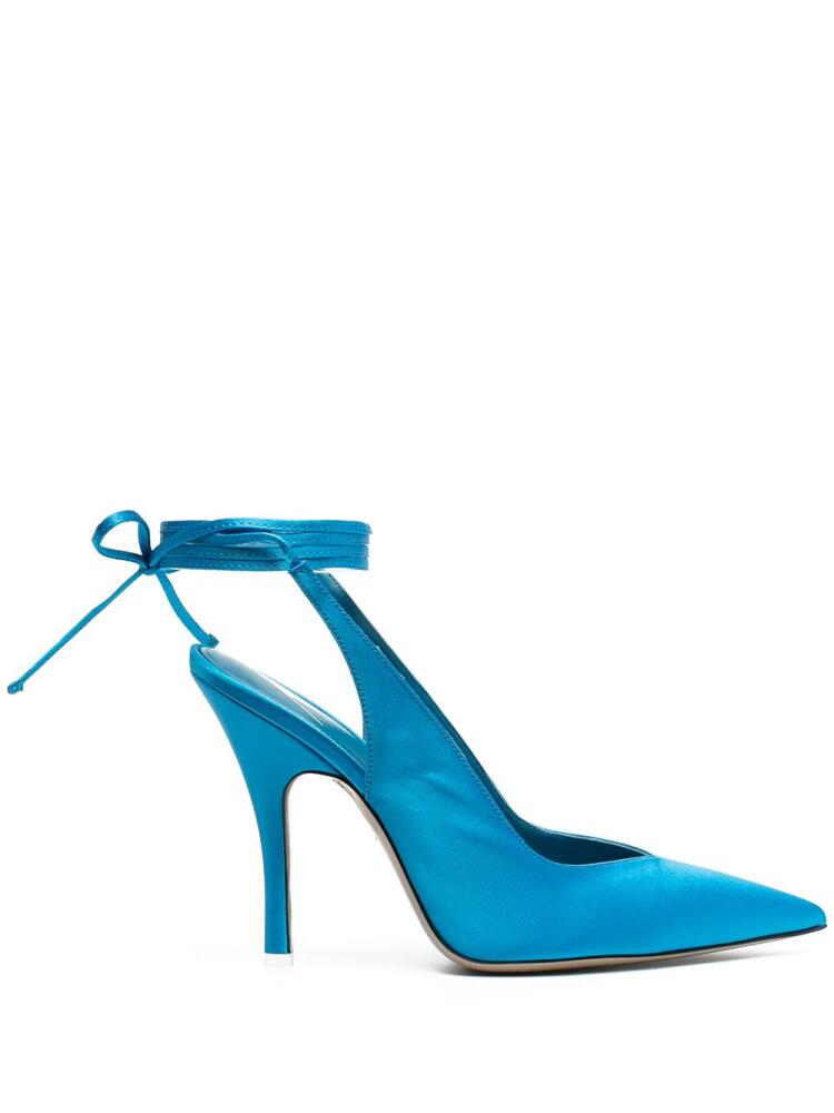 The Attico ankle-tied leather pumps - Blue Cover