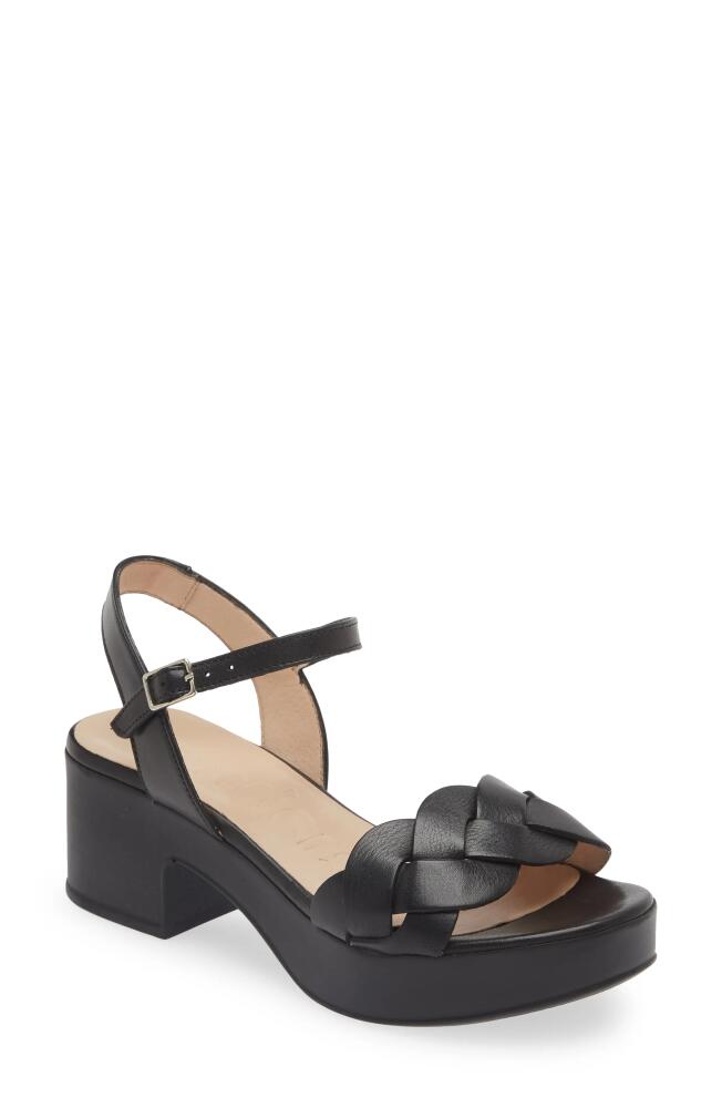 Wonders Platform Sandal in Black Leather Cover