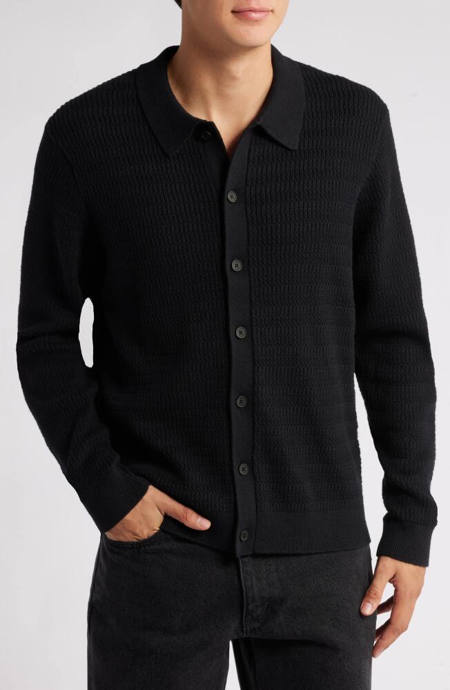 Wax London Tristan Textured Cotton & Cashmere Cardigan in Black Cover